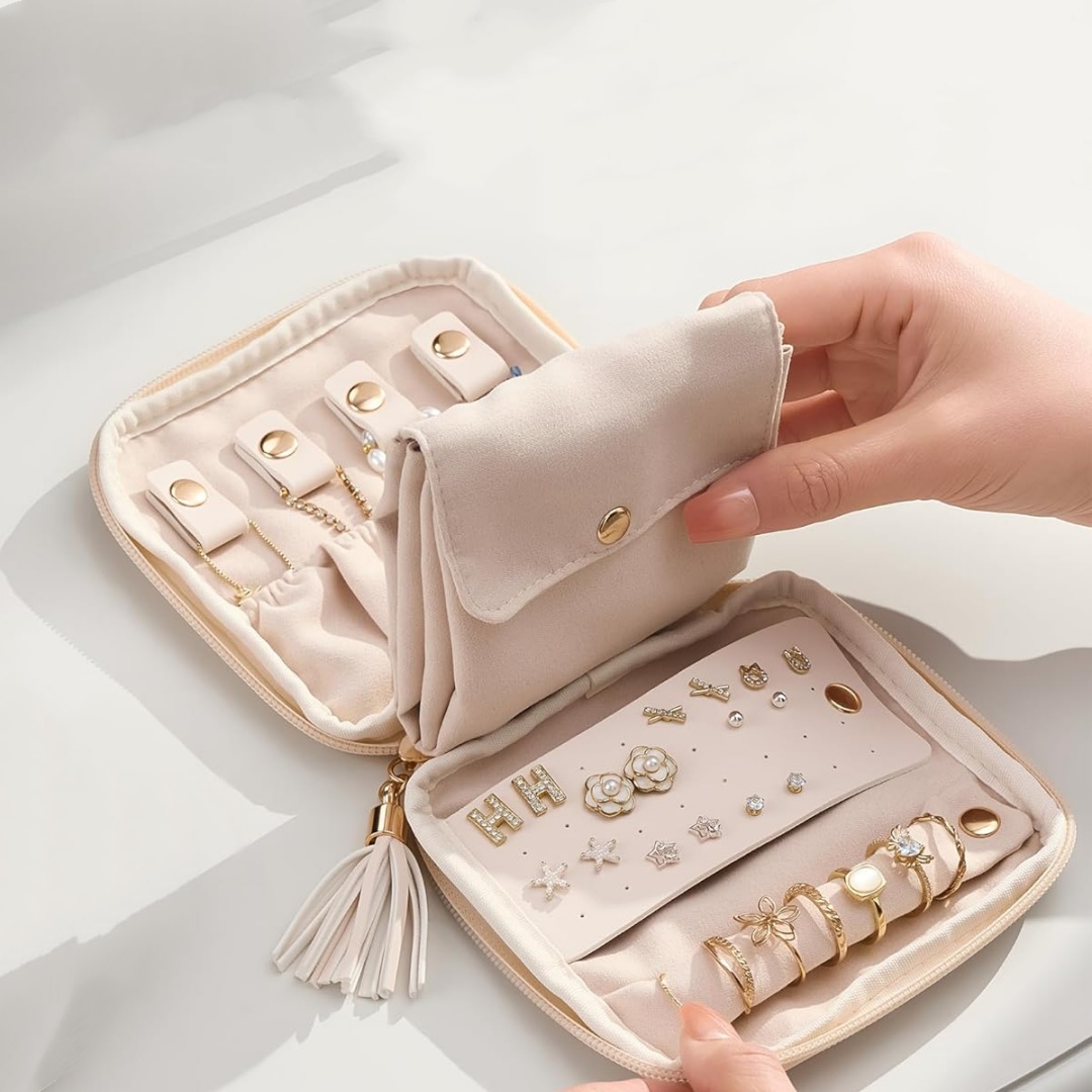 Travel Jewellery & Accessories Organiser - Soft Jewelry Case Organizer, Protable Jewellery