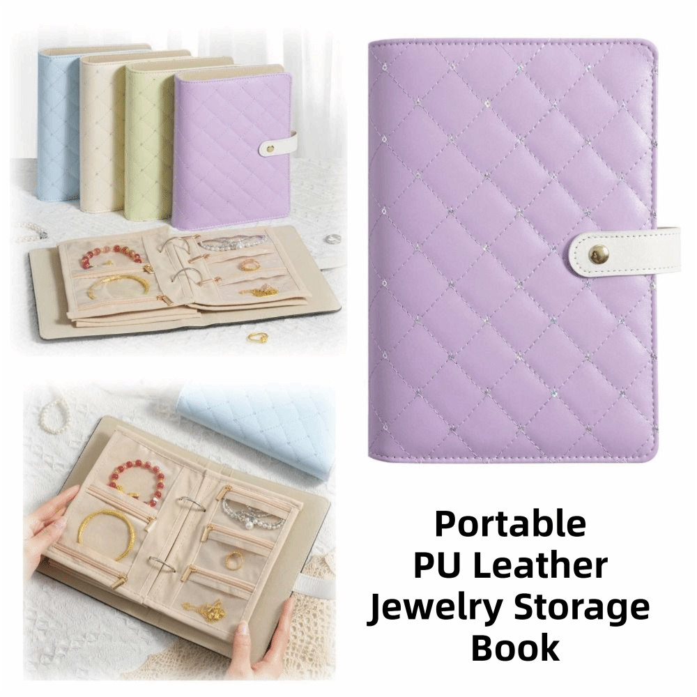 Travel Jewellery & Accessories Organiser - Portable Jewelry Storage Book Zipper Clear