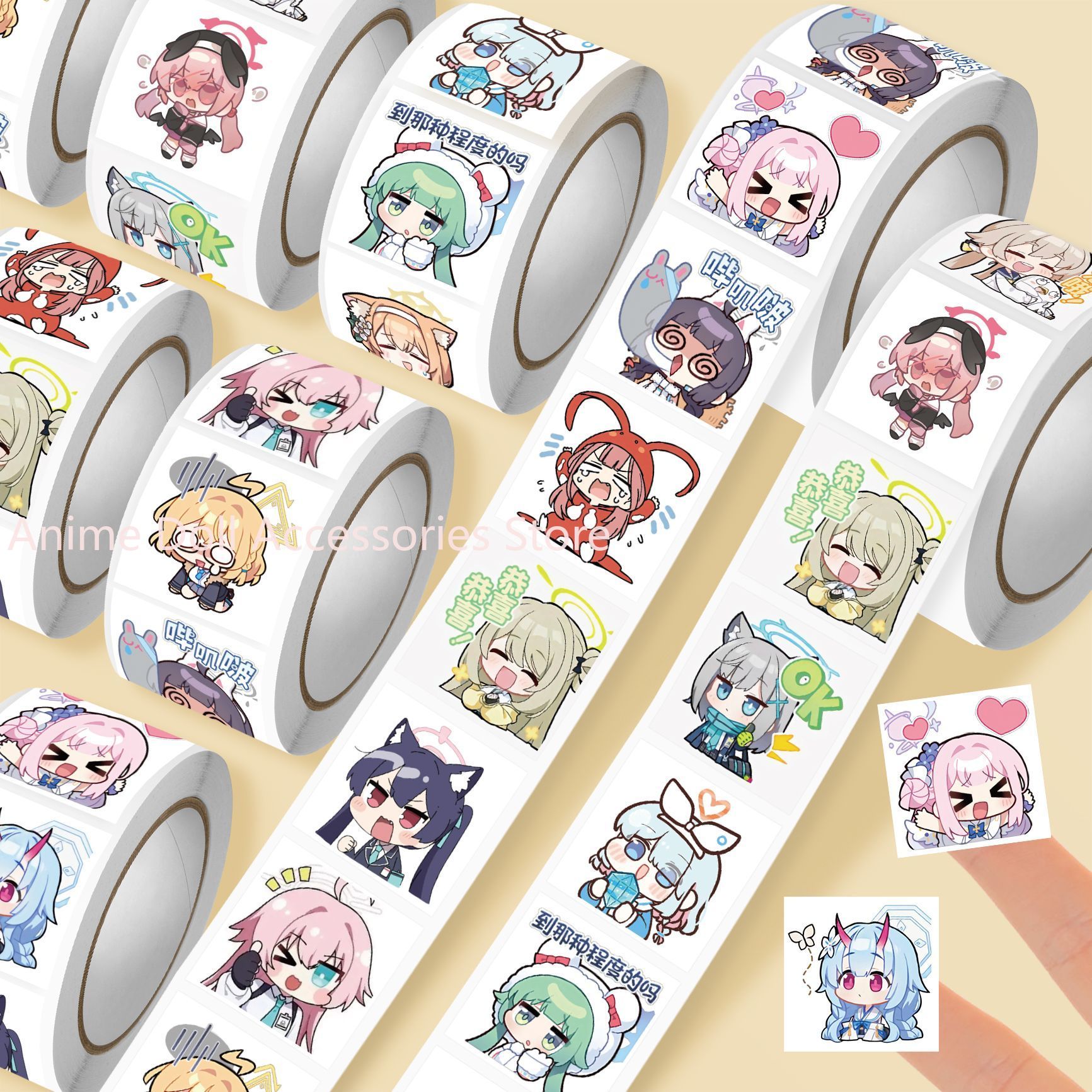 Sticker Luggage Decorative - 500pcs/roll Blue Archive Shimoe Koharu Kawaii