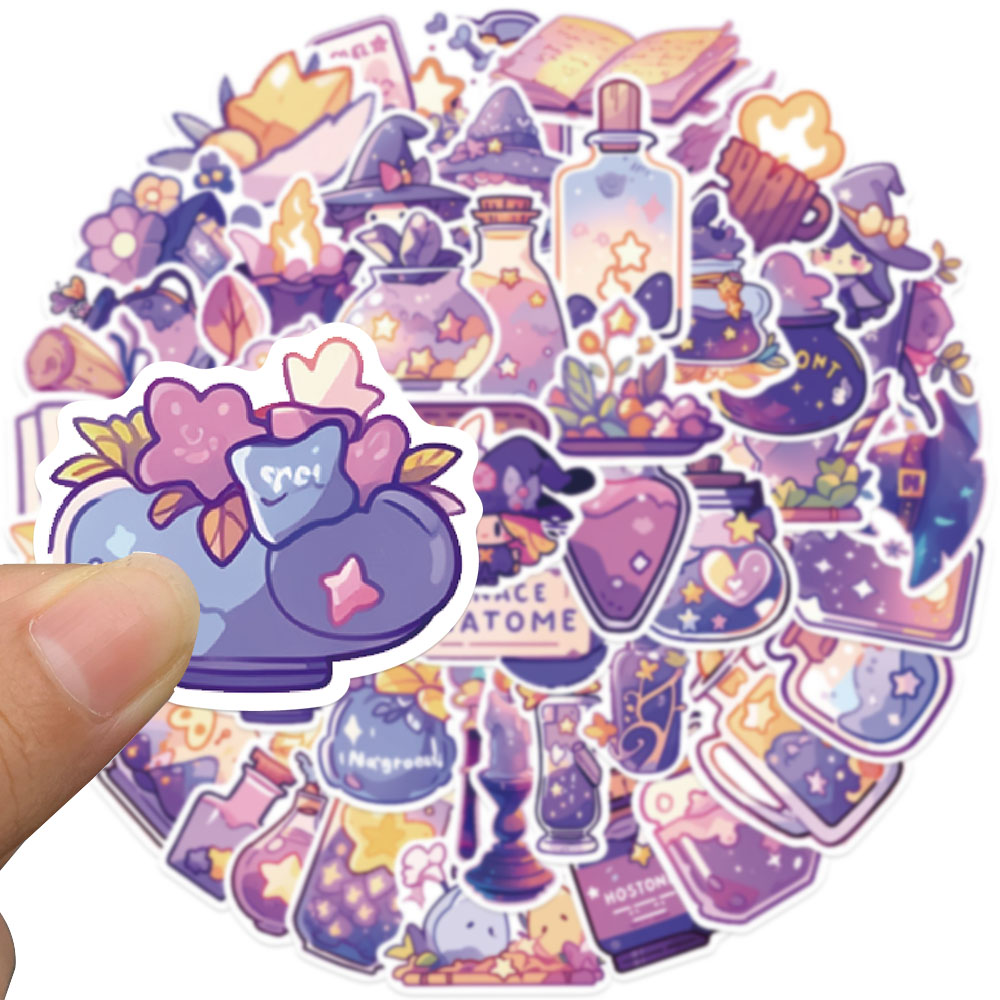 50pcs Purple Magic Witch Potio - đánh giá và giá Sticker Luggage Decorative