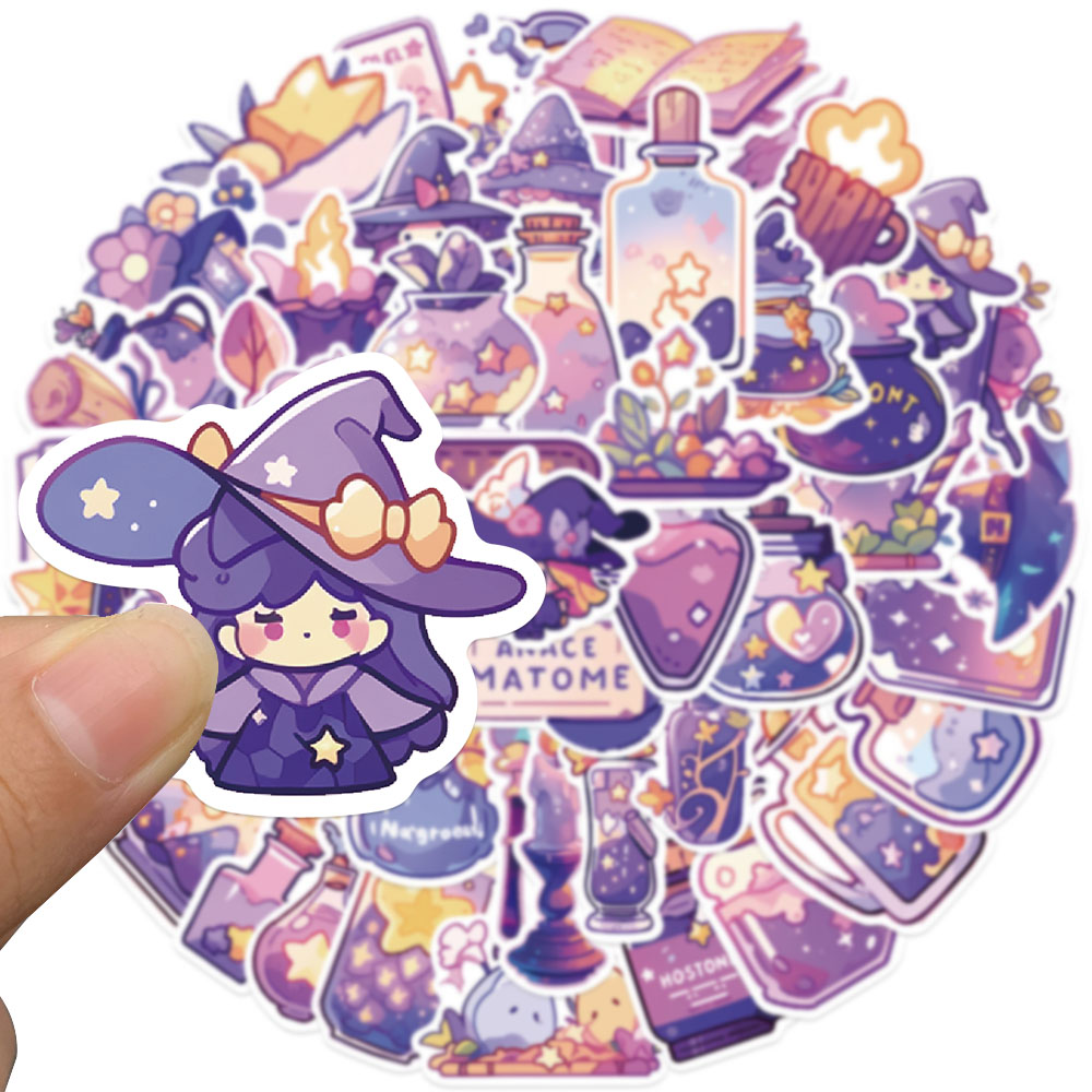 50pcs Purple Magic Witch Potio - đánh giá và giá Sticker Luggage Decorative