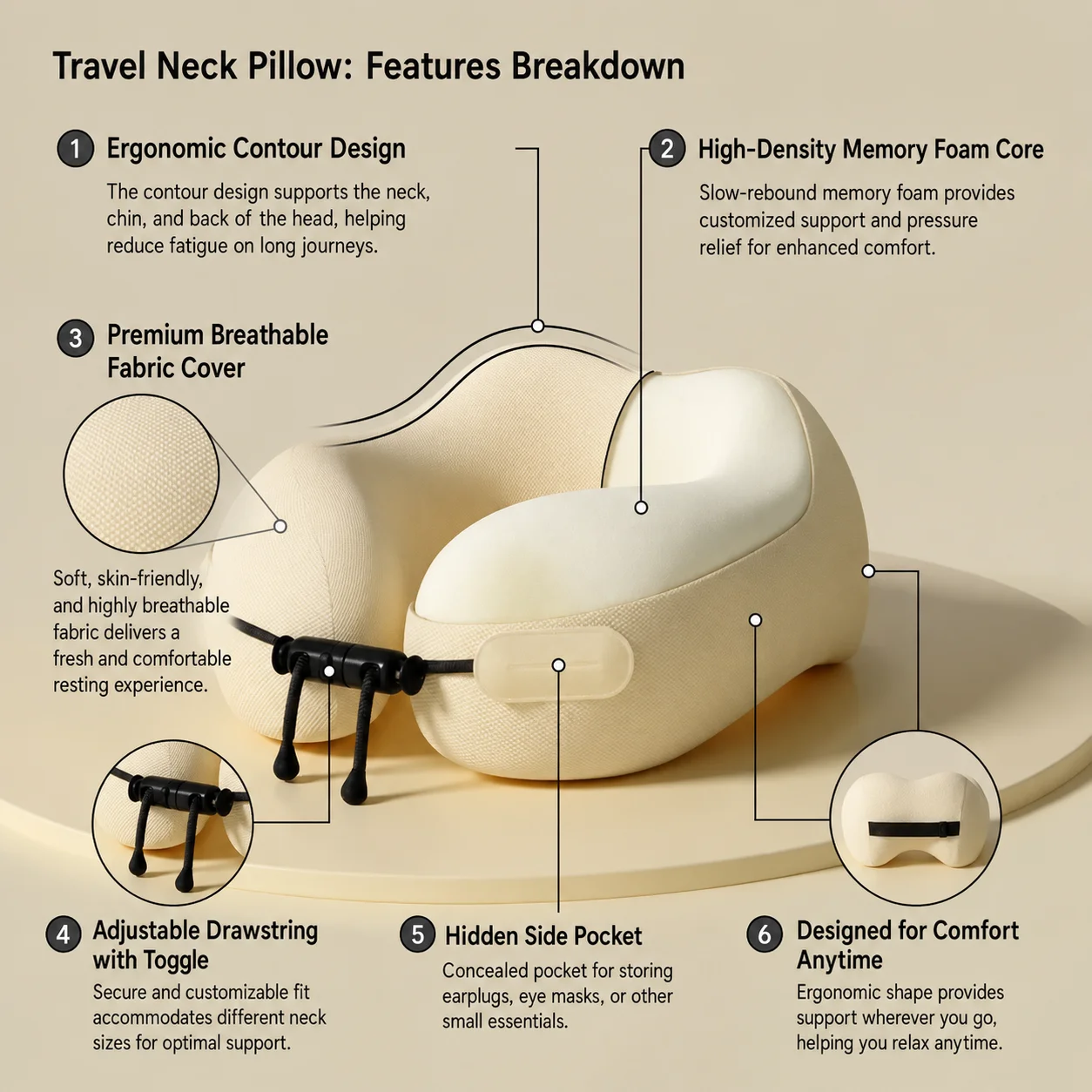 U-Shape Comfort Airplane Trave - đánh giá và giá Neck Pillow Memory Foam