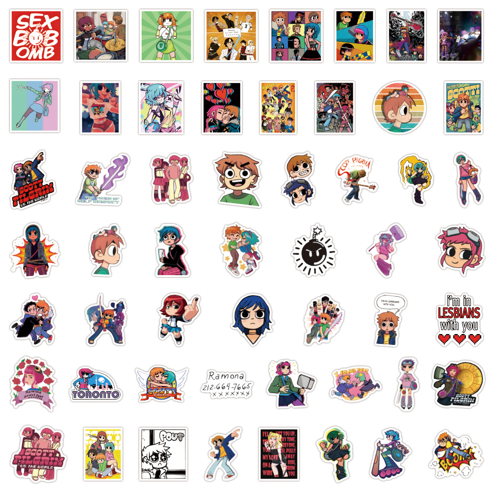 55pcs Cute Scott Pilgrim stick - đánh giá và giá Sticker Luggage Decorative