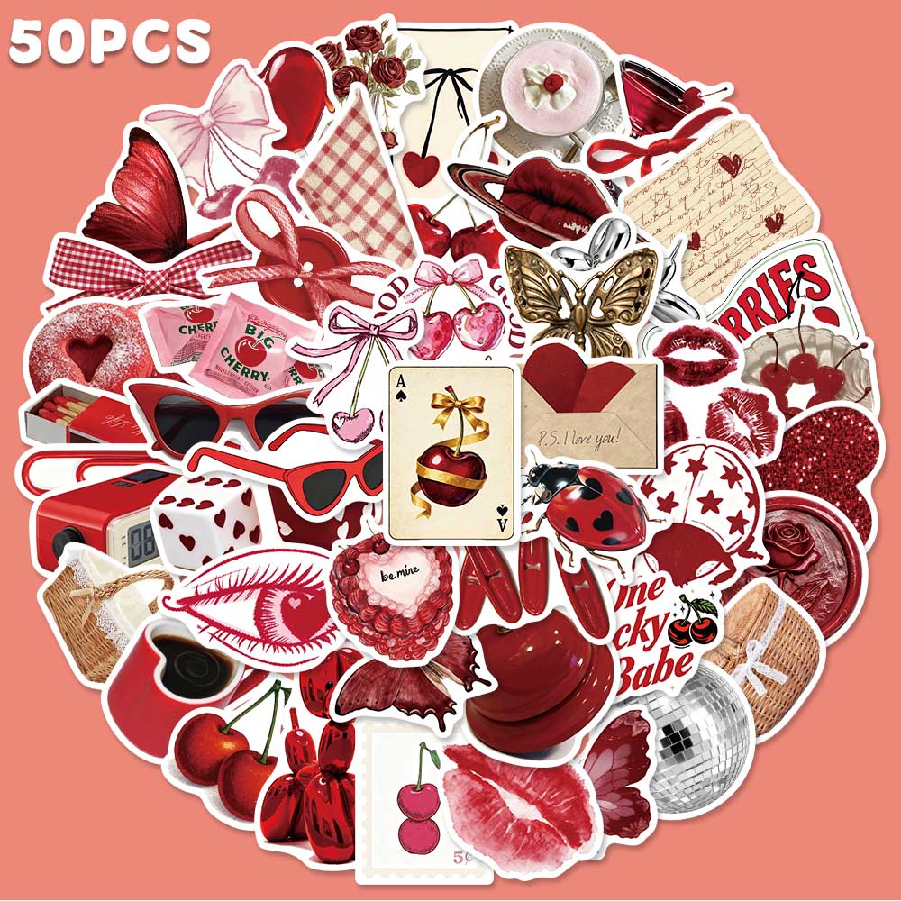 50pcs Cherry Coloured Graffiti - đánh giá và giá Sticker Luggage Decorative