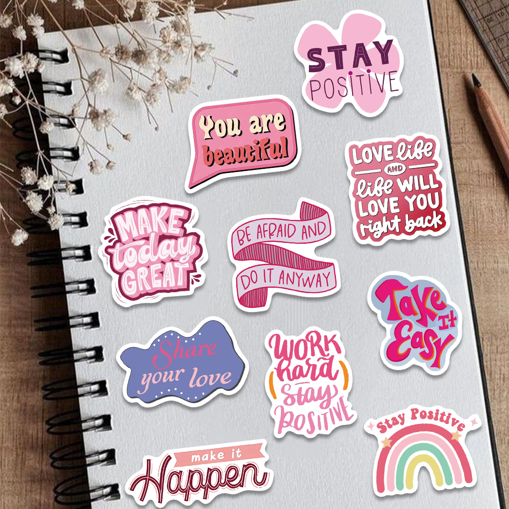 50pcs Pink Inspirational Phras - đánh giá và giá Sticker Luggage Decorative